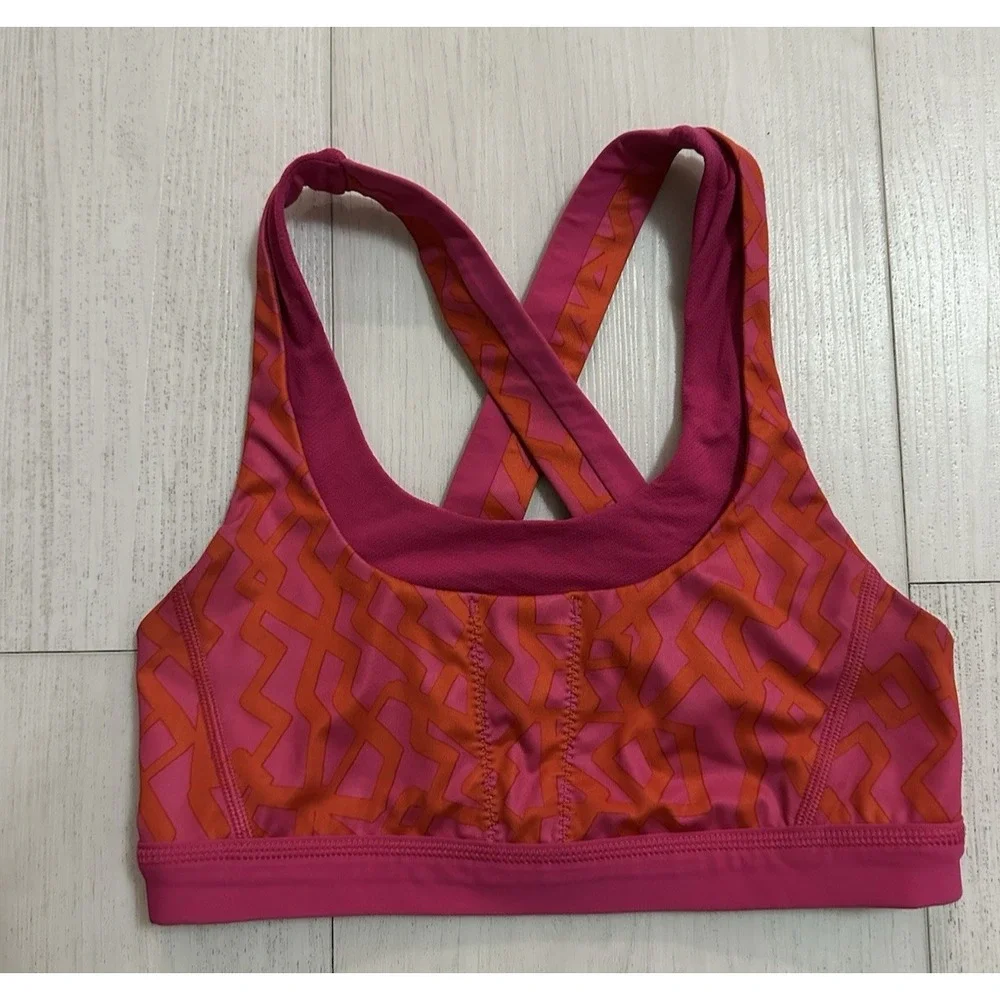 Lululemon Seawheeze Run Stuff Your Bra II Size 4 Pink‎ Orange AZPU/JWMG